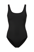 Black one-piece minimalist swimsuit