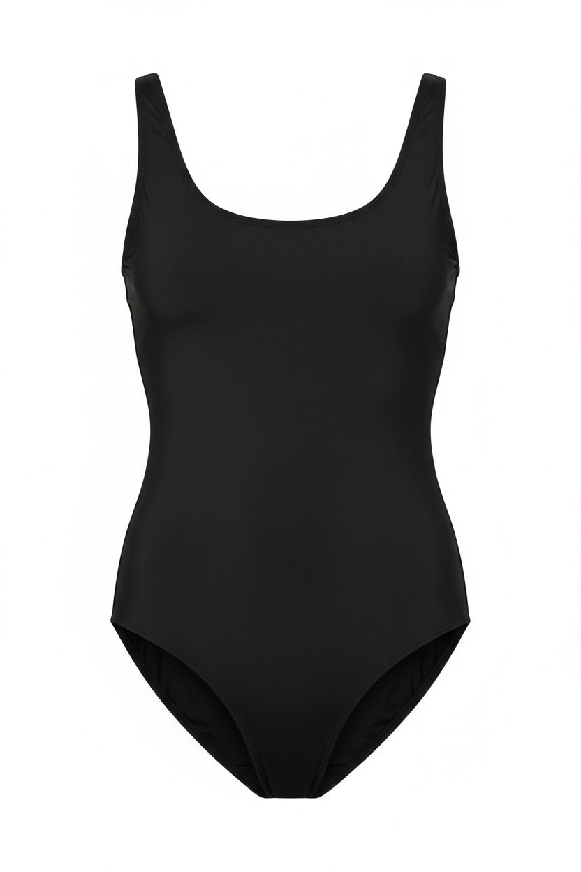 Black one-piece minimalist swimsuit