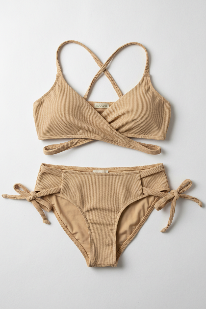 Wrap Bikini Set Sand - Eco-friendly sustainable swimwear